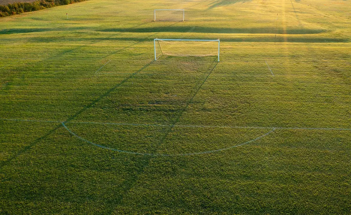 Soccer field at sunset